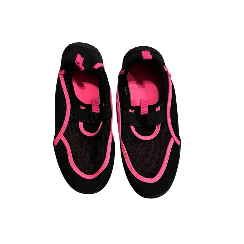 Kids Black and Pink Slip-On Water Shoes - Secure Fit Girls Size 4-5